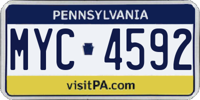 PA license plate MYC4592