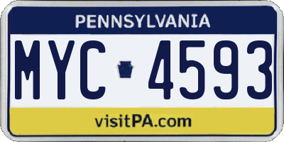 PA license plate MYC4593