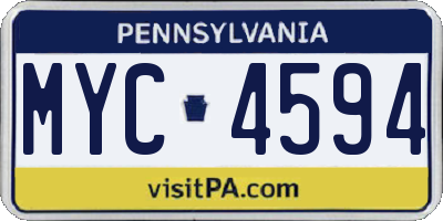 PA license plate MYC4594