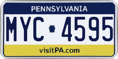 PA license plate MYC4595