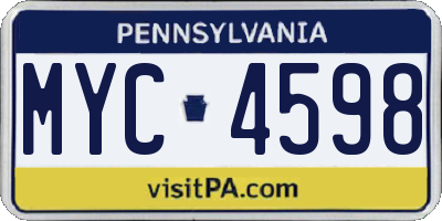 PA license plate MYC4598