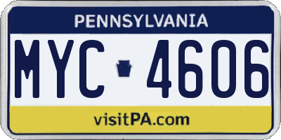 PA license plate MYC4606