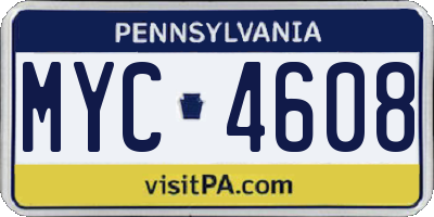 PA license plate MYC4608