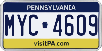 PA license plate MYC4609