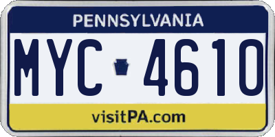 PA license plate MYC4610