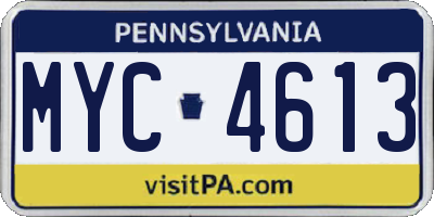 PA license plate MYC4613
