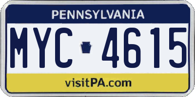 PA license plate MYC4615