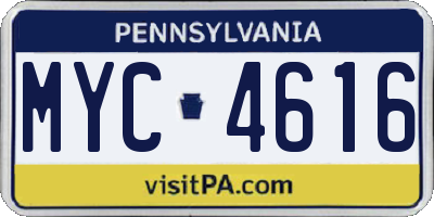 PA license plate MYC4616