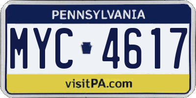 PA license plate MYC4617