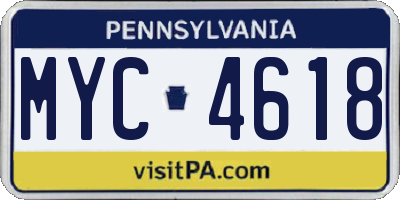PA license plate MYC4618