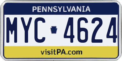 PA license plate MYC4624