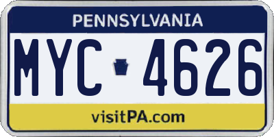 PA license plate MYC4626