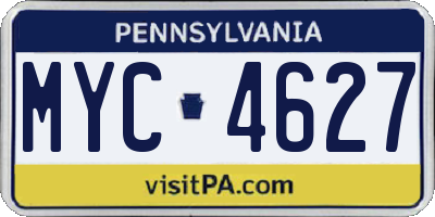 PA license plate MYC4627