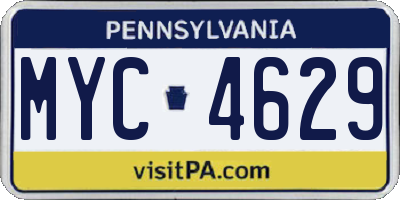 PA license plate MYC4629