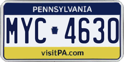 PA license plate MYC4630