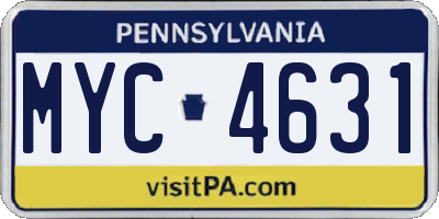 PA license plate MYC4631