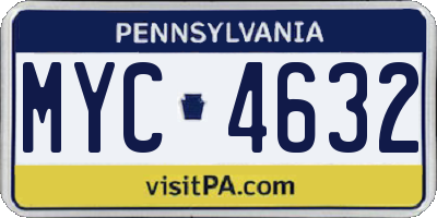 PA license plate MYC4632