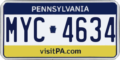 PA license plate MYC4634
