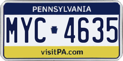 PA license plate MYC4635