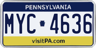 PA license plate MYC4636