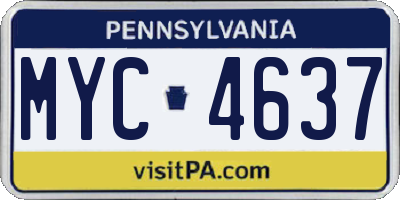 PA license plate MYC4637
