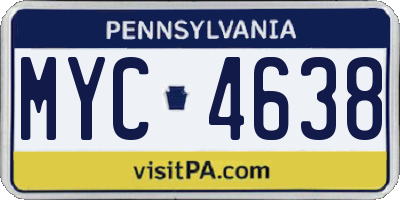 PA license plate MYC4638