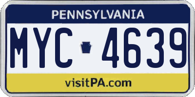 PA license plate MYC4639