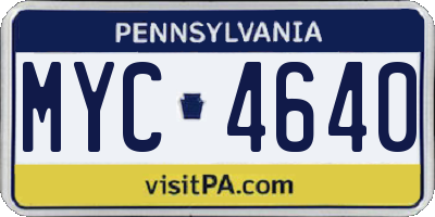 PA license plate MYC4640
