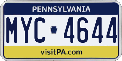 PA license plate MYC4644