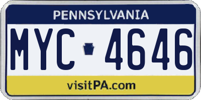 PA license plate MYC4646