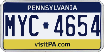 PA license plate MYC4654