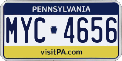 PA license plate MYC4656