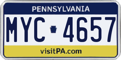 PA license plate MYC4657