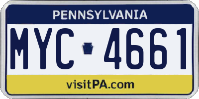 PA license plate MYC4661