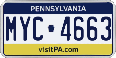 PA license plate MYC4663