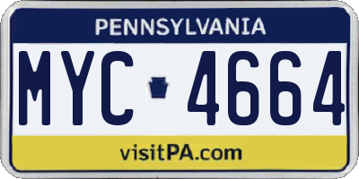 PA license plate MYC4664