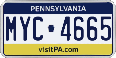 PA license plate MYC4665