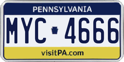 PA license plate MYC4666