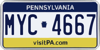 PA license plate MYC4667