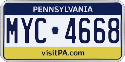 PA license plate MYC4668