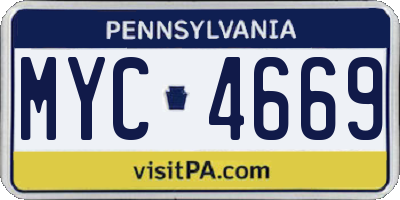 PA license plate MYC4669