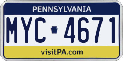 PA license plate MYC4671