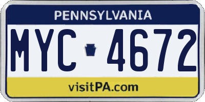 PA license plate MYC4672