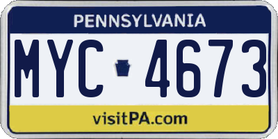 PA license plate MYC4673