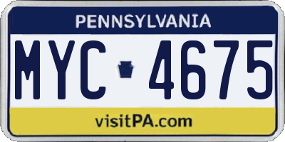 PA license plate MYC4675