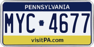 PA license plate MYC4677