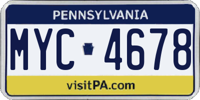 PA license plate MYC4678