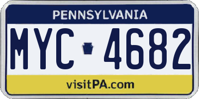 PA license plate MYC4682