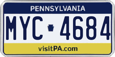 PA license plate MYC4684