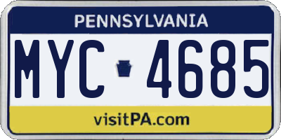 PA license plate MYC4685